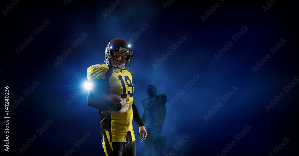 Naklejka premium American football player . Mixed media