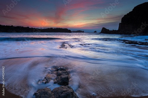 Sunset in the Portio Beach. Liencres. Cantabria. Spain.