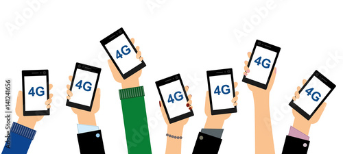Personen zeigen - Smartphone mit 4G Speed