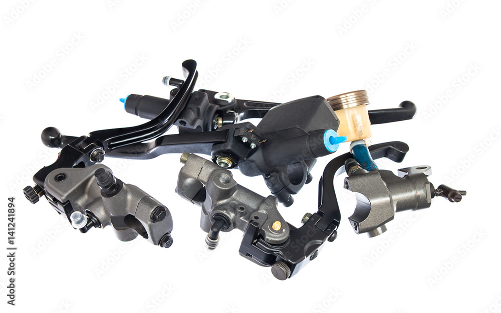 A black motorcycle lever isolated on white A black motorcycle lever isolated on white