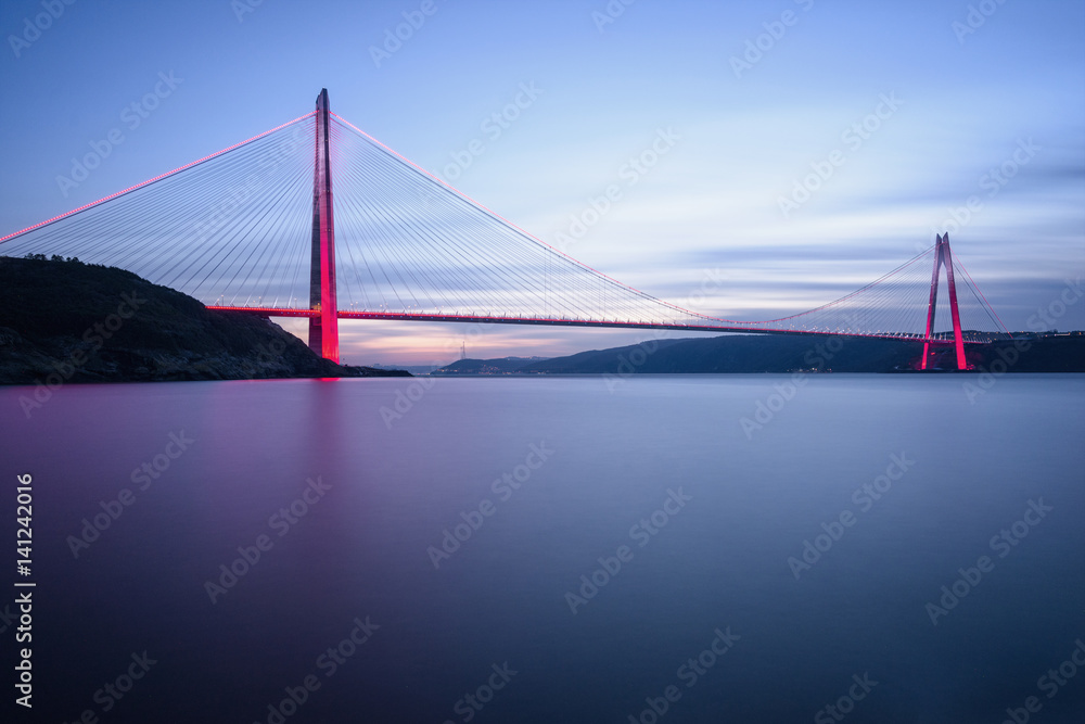 Fototapeta premium New bridge of Istanbul, Yavuz Sultan Selim Bridge with long exposure.