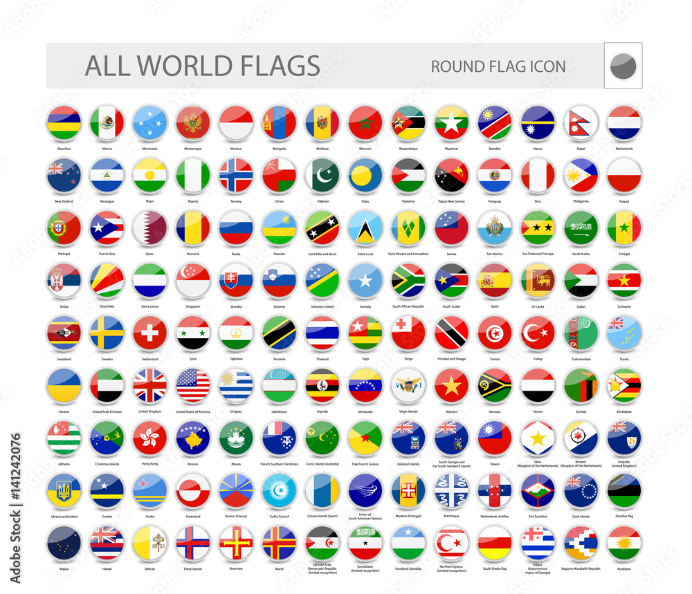 Round World Flags Vector Collection Stock Vector | Adobe Stock