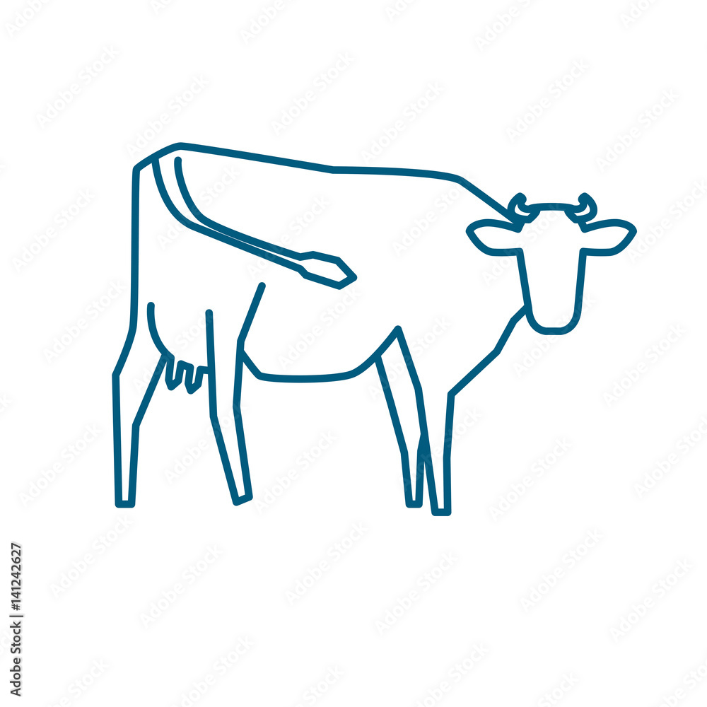 Line silhouette of Standing Cow. Linear thin line vector illustration Line silhouette of Standing Cow. Linear thin line vector illustration