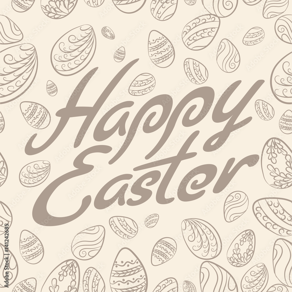 Easter eggs pattern with pastel lettering. Spring holiday Easter eggs pattern with pastel lettering. Spring holiday