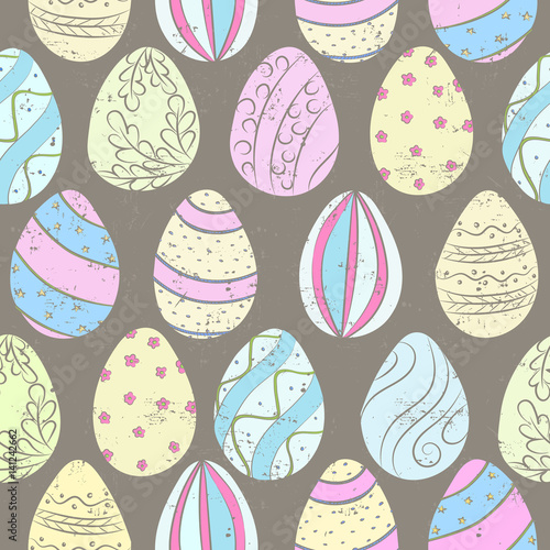 Easter eggs color pattern. Seamless with pastel ornamental.