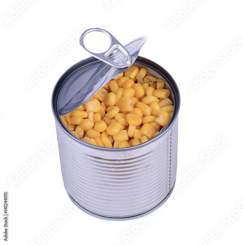 canned food maize isolated over white