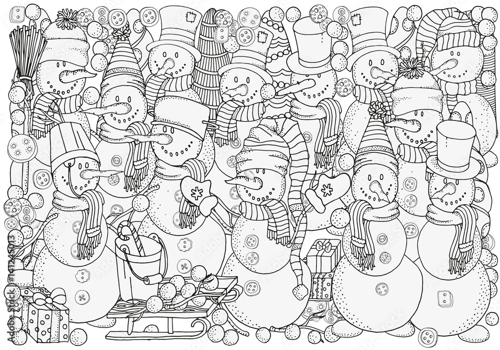 Cheerful snowmen.