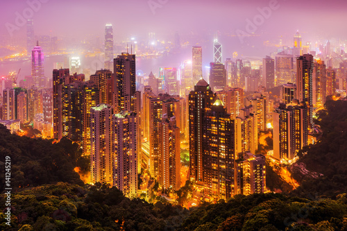 Photography aerial view of Hongkong at night