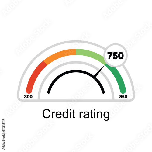 Credit Score rating. Illustrations manometer isolated on white background.