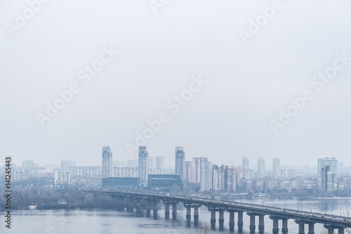 panarama view on city in fog