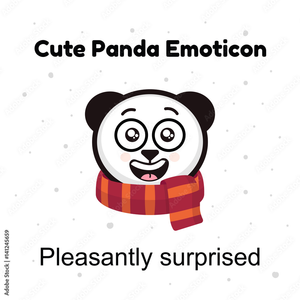 Panda emoticon illustrations isolated on white background. Emoji character cartoon Panda stickers emoticons with pleasantly surprised emotion