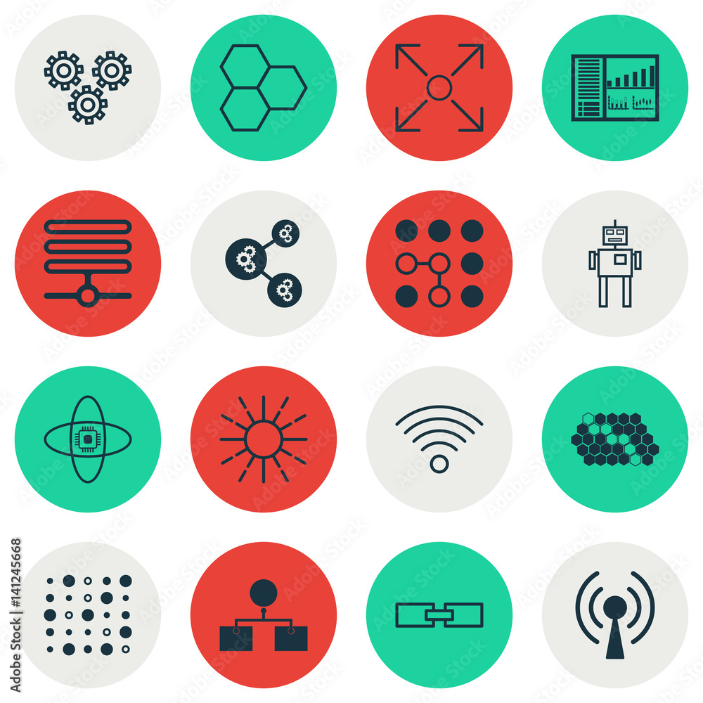 Set Of 16 Machine Learning Icons. Includes Wireless Communications ...