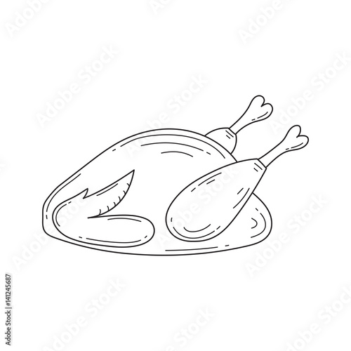 Vector illustration of roast whole chicken