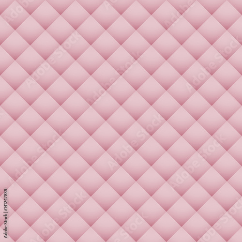 Pink leather upholstery vector seamless pattern. Quilted leather texture. Can be used in web design and graphic design as a light monotone background.