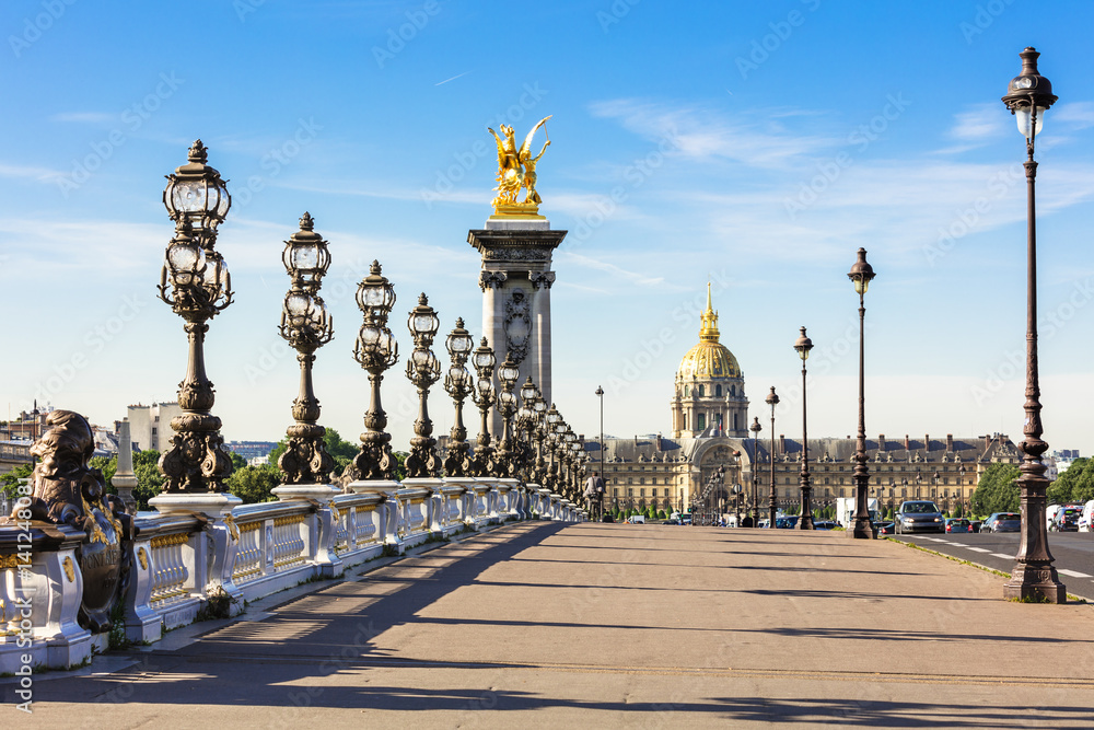 Fototapeta premium Pont Alexandre III Bridge & Hotel des Invalides, Paryż, Francja