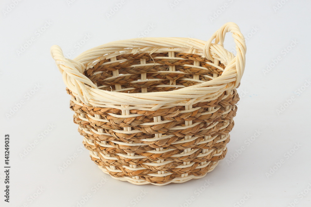 Wicker basket with white background