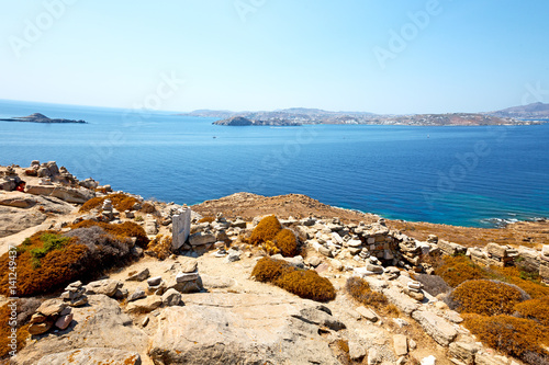 famous   in delos greece the historycal acropolis and old ruin site © lkpro