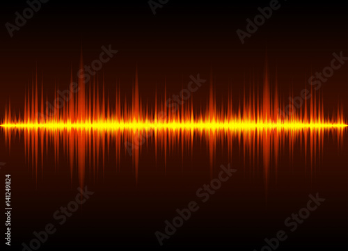 Sound waves oscillating glow light, Abstract technology background - Vector