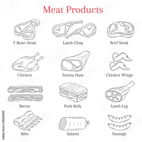 Vector illustration of meat products