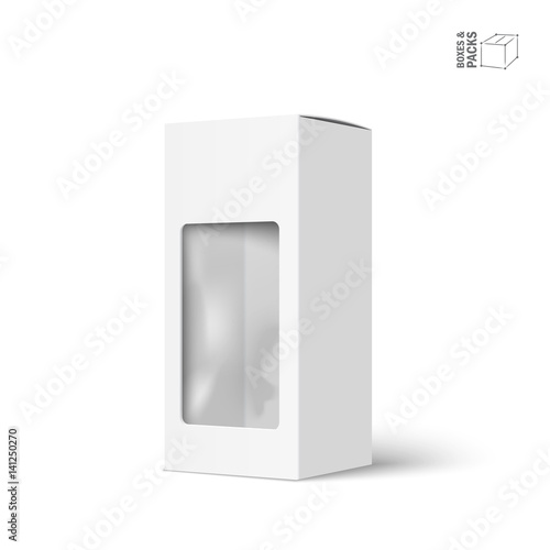 White vector product package box with window