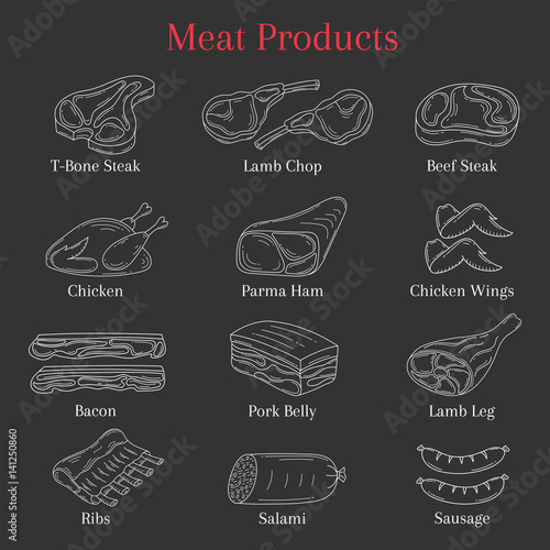 Vector illustration of meat products