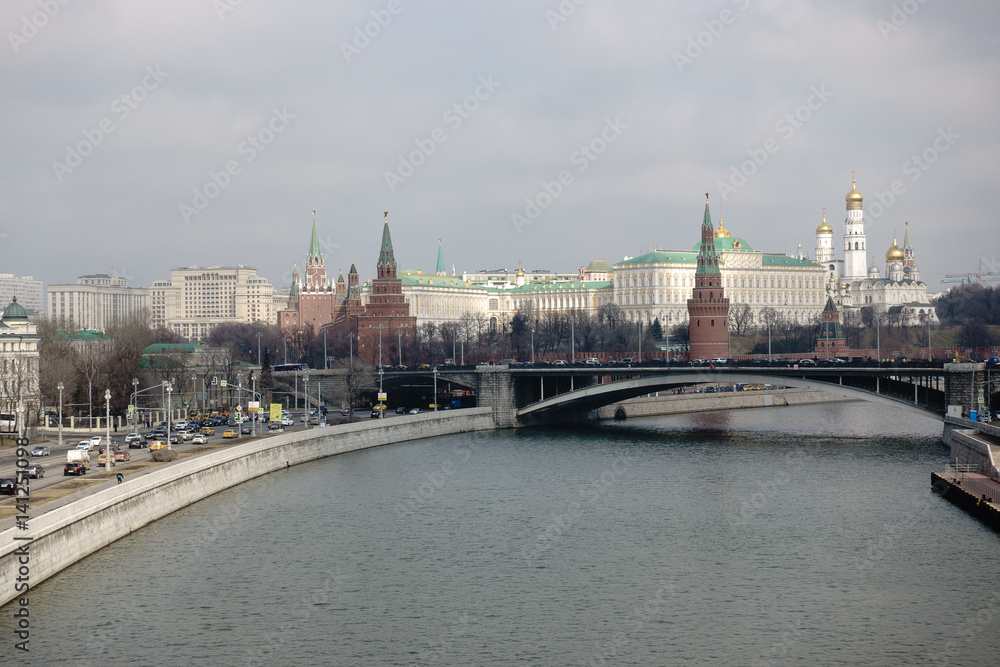 Moscow Kremlin, View from Patriarshy Bridge.