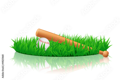 baseball equipment on grass