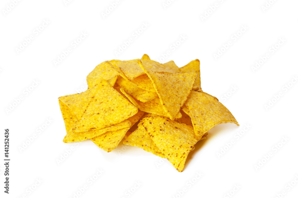 Naklejka premium corn nachos on white background