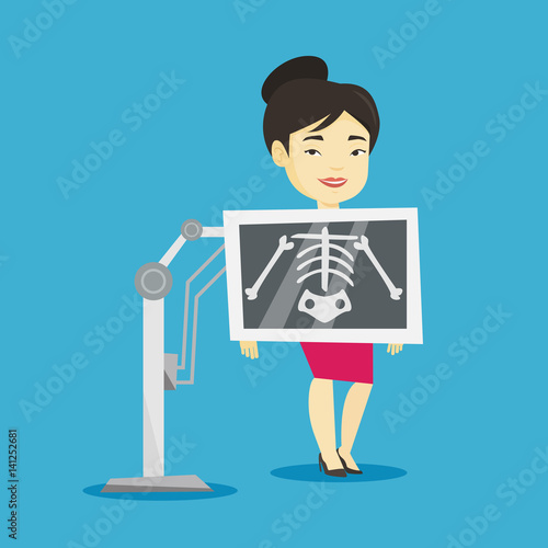 Patient during x ray procedure vector illustration