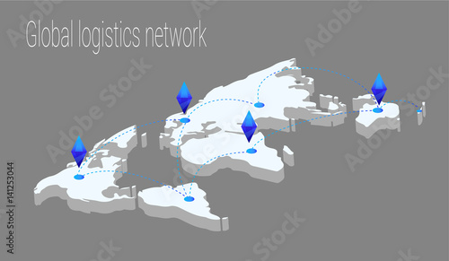 Map world isometric concept. 3d flat illustration