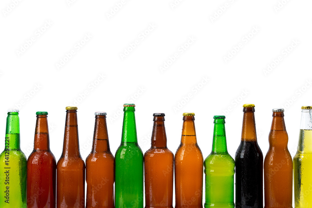 Set of beer bottles isolated Set of beer bottles isolated