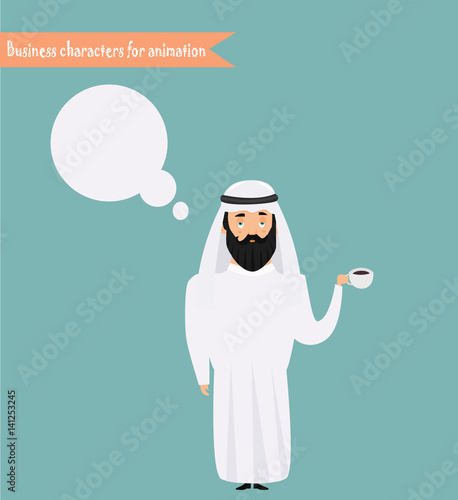 Thinking man with blank speech bubble.