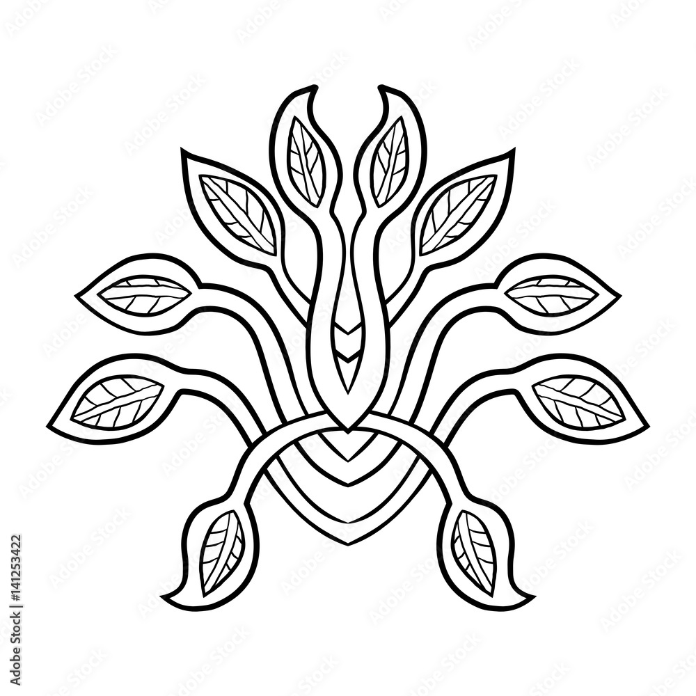 Ethnic abstract pattern. Vector illustration isolated on white background for tattoo designs or wallpapers.
