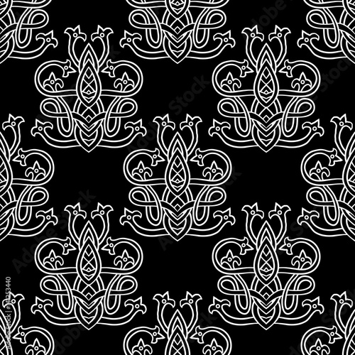 Seamless pattern with abstract ethnic ornament. Vector illustration for design fabric or wallpaper.