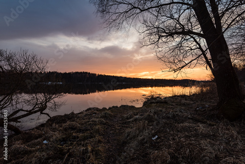 sunset over the river Daugava