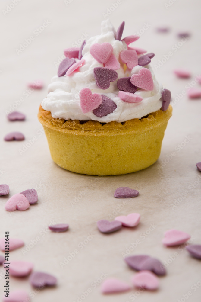 mini tart with pink hearts mini tart with pink hearts