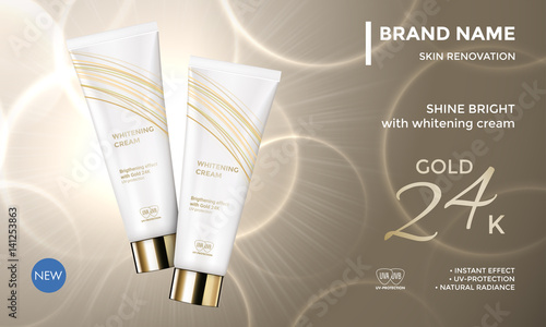 Cosmetic package advertising vector template skin care moisturizer face cream