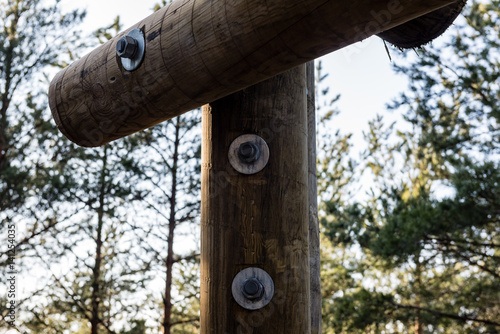 details of wooden watch tower photo