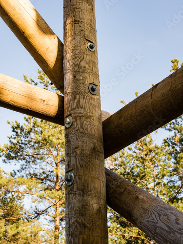 details of wooden watch tower photo