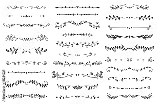 Vector collection of hand drawn borders in sketch style