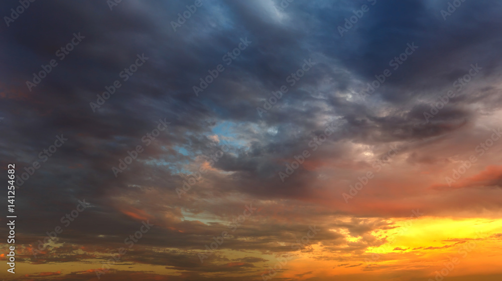 sunset sky with clouds and golden light, sunset sky gradient background