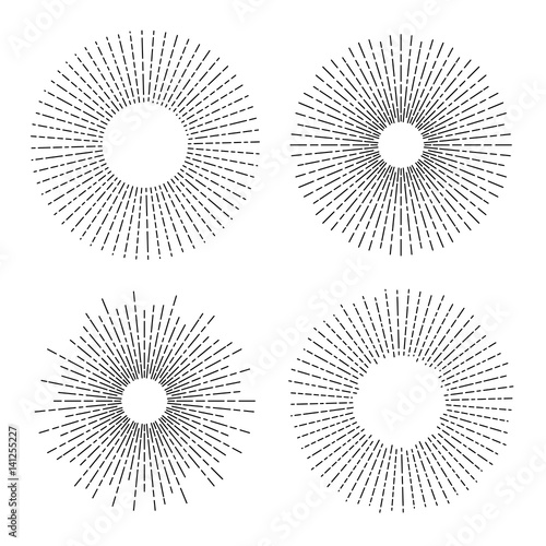Sun and rays vector icons set of thin line
