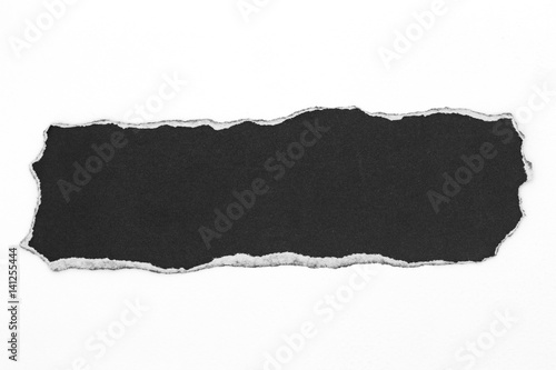 Valokuvatapetti black torn paper isolated on white background, Copy space for black friday and s