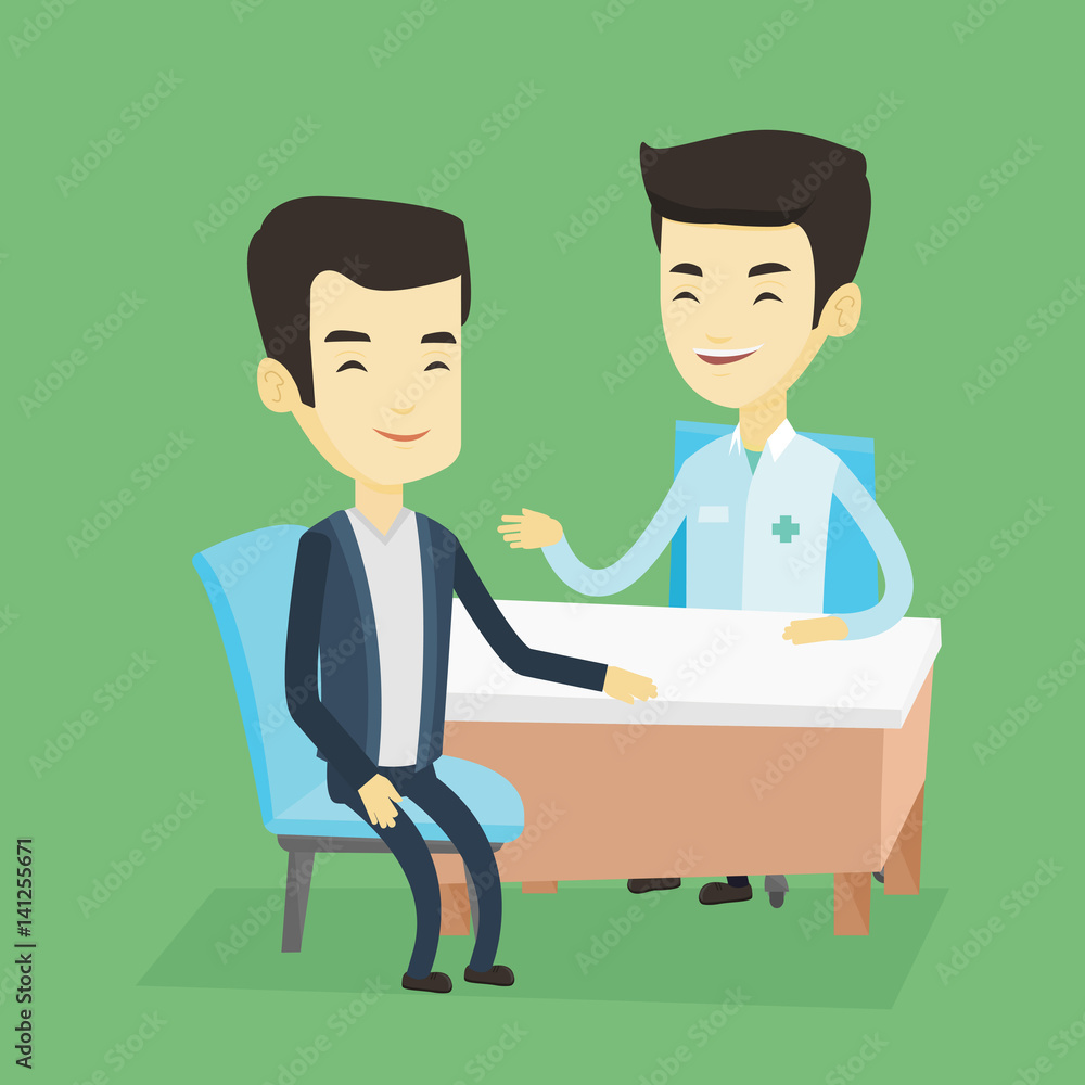 Doctor consulting male patient in office. Doctor consulting male patient in office.