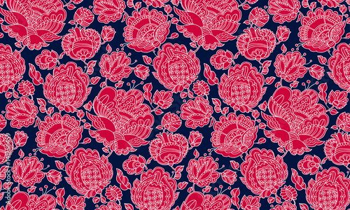 Folk-style floral decorativ...