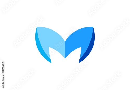 abstract modern letter M logo icon, media ideas initial M symbol sign shape vector design template