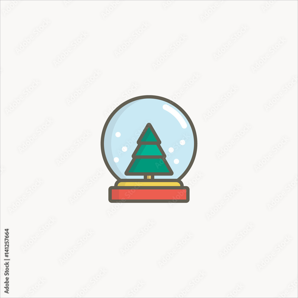 Snow globe icon . Flat design style modern vector illustration. Isolated on stylish color background. Elements in flat design