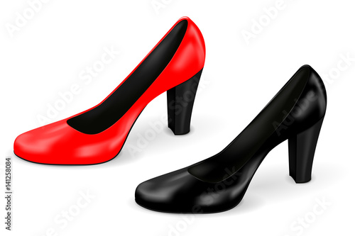 High heel. Black and red women shoes