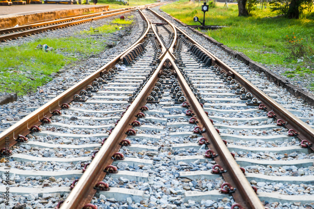 Railway railroad tracks for train public transport