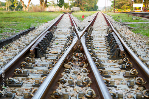 Railway railroad tracks for train public transport